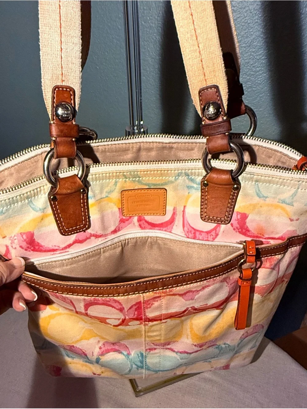 Coach 11756 Hamptons Weekend Watercolor Signature Tote Y2K Scribble Bag